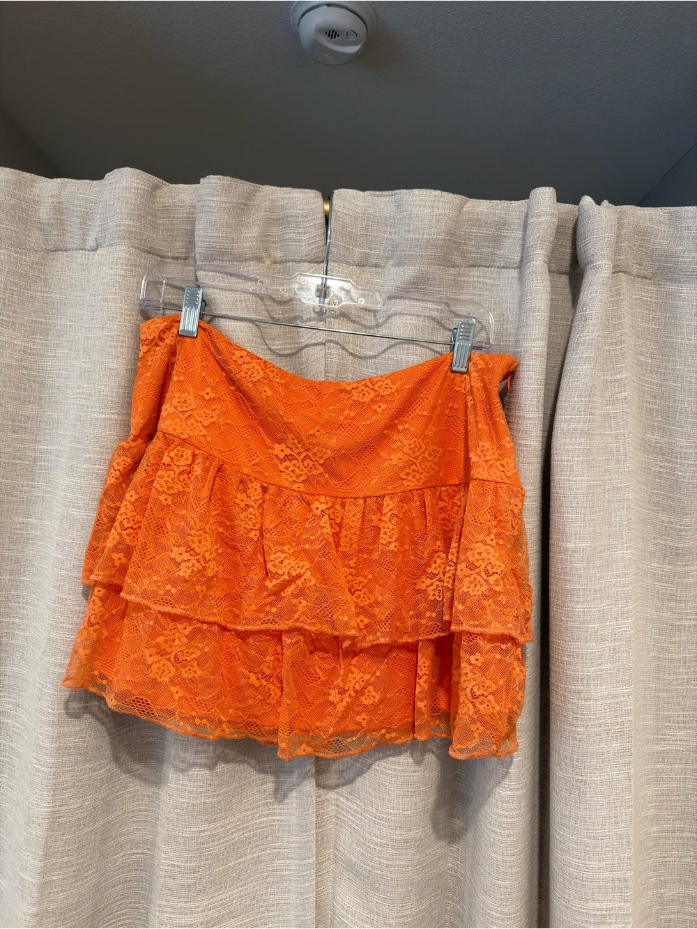 Beginning Boutique Orange Lace Tiered Mini Skirt